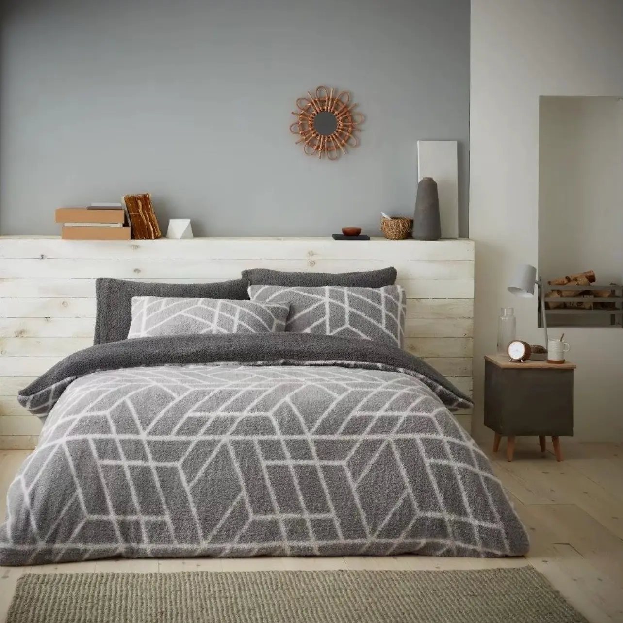 Teddy Fleece Bedding Set - Thermal Warm & Cosy Soft Plain Reversible Fluffy Fleece Duvet Cover Set in Single, Double & King