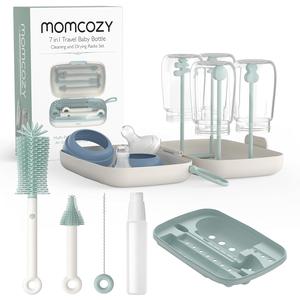 Momcozy Bottle Brush Kit, Innovative Push-Press Design for Better Cleaning - Baby Bottle Cleaner Brush for Baby Bottle, Breast Pumps, Nipples, and More - Can Generate Foam for Better Cleaning