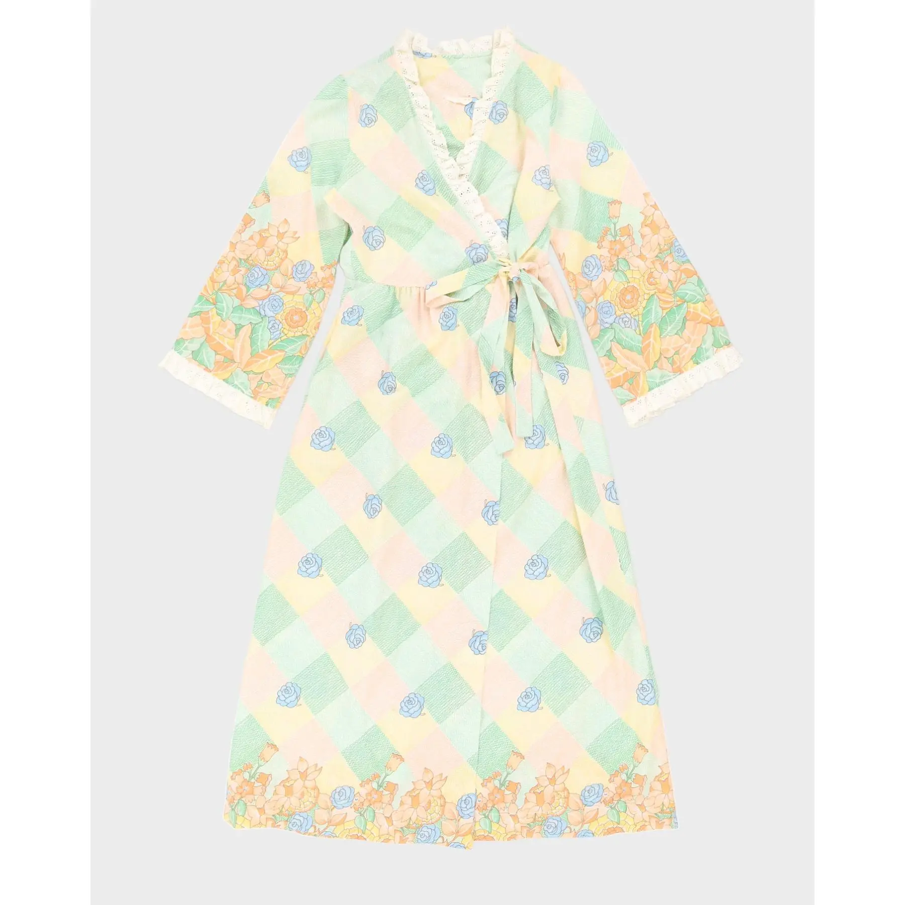 Preowned 1970s Floral Wrap Dress - S