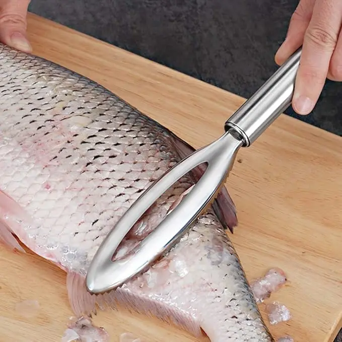 Fish Scale Remove, Stainless Steel Fish Scale Scraper, Ergonomic Handle Design for Fast Scales Peeling Kitchen Utensils Reusable