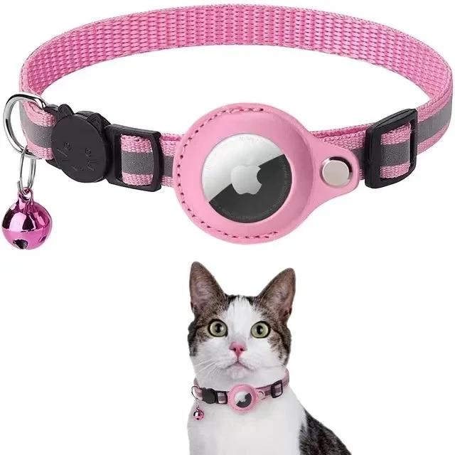 Reflective Airtag Cat Collar with Bell, Waterproof Holder for Apple Airtag, Anti-Lost Collar for Cats, Kittens and Small Dogs cat  airtag air tag collars apple  airtag orange non-customized cat  camera led  collar 7