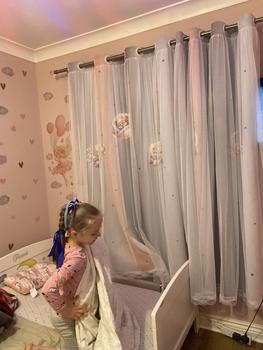 Product Review of Gradient Color Curtain, 1 Count Double Layer Hollow Out Star Design Curtain, Glow in the Dark Curtain, Elegant Romantic Curtain For Home Living Room Bedroom from u**5 2