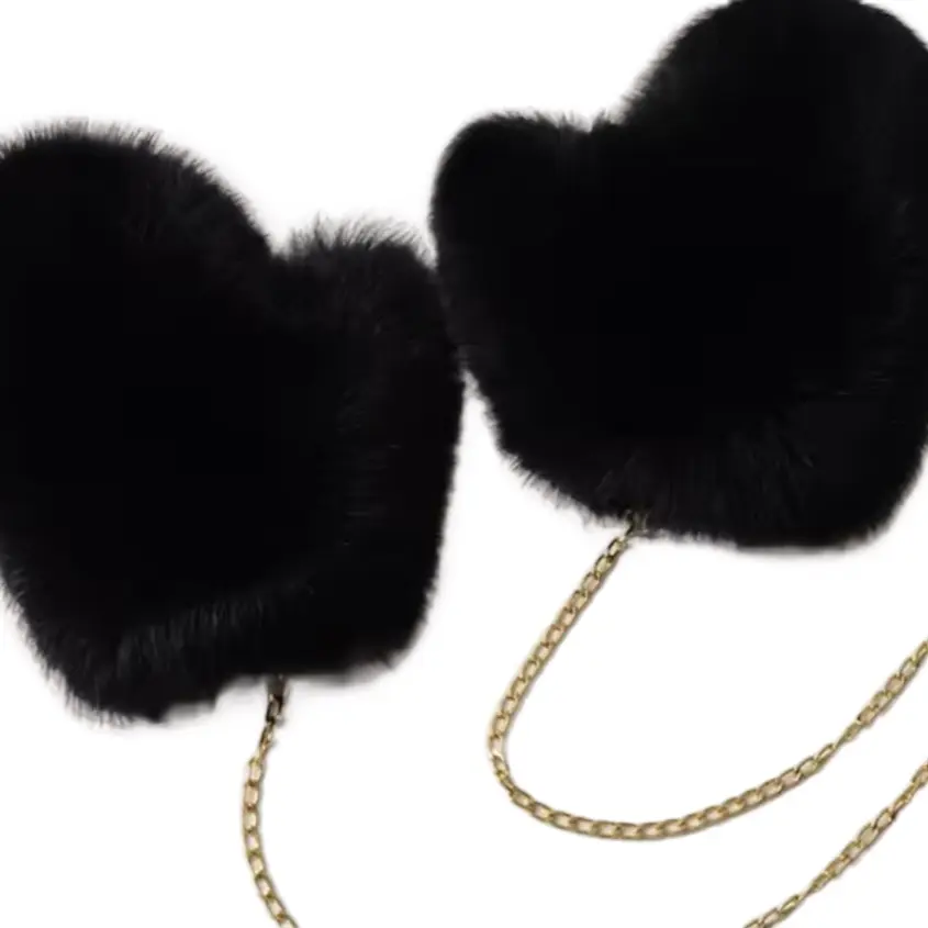Faux Fur Mittens on a Chain - Winter Accessory for Women & Kids