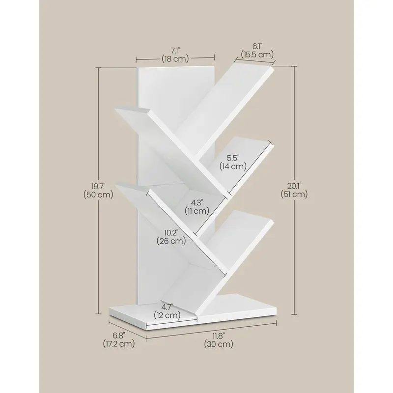 Small White 5 Tier Tree Book Case - Perfect for Home and Office Storage 2