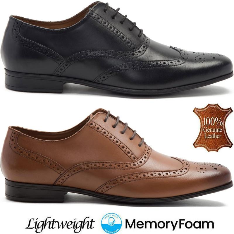 Mens Leather Brogues Shoes Wedding Formal Smart Office Dress Wedding Dress Lace Up Shoes 0