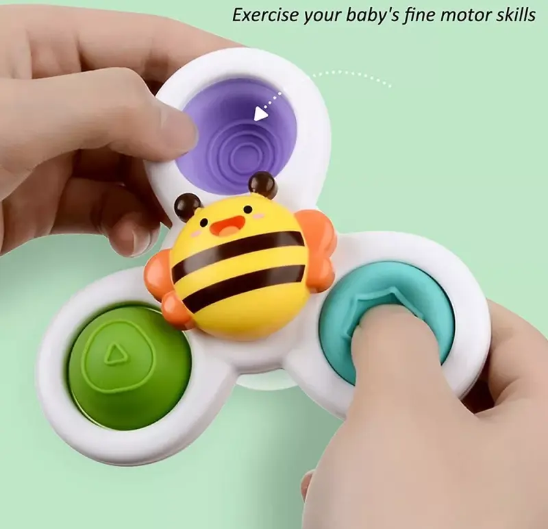 3X Baby Spinner Toys Cartoon Spinning Toys Fidget Suction Cup Bath Toy Gifts 4