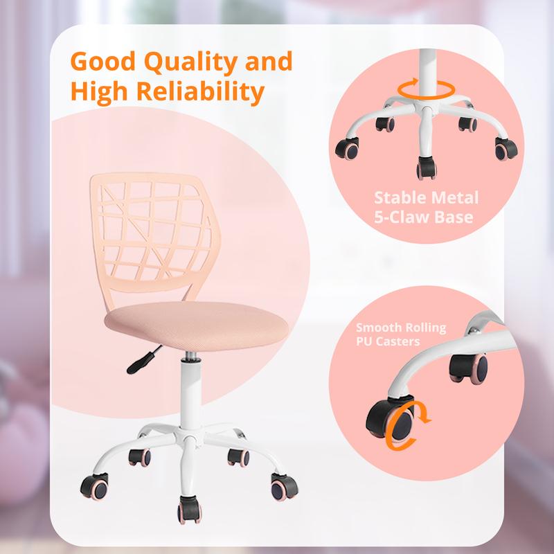 FurnitureR Colorful Desk Chair Fabric Seat Ergonomic Swivel Office Chair without Armrest Adjustable Height Task Chair Home Office for Kids Teens ergonomic chair new  chair ergonomic  chair 0