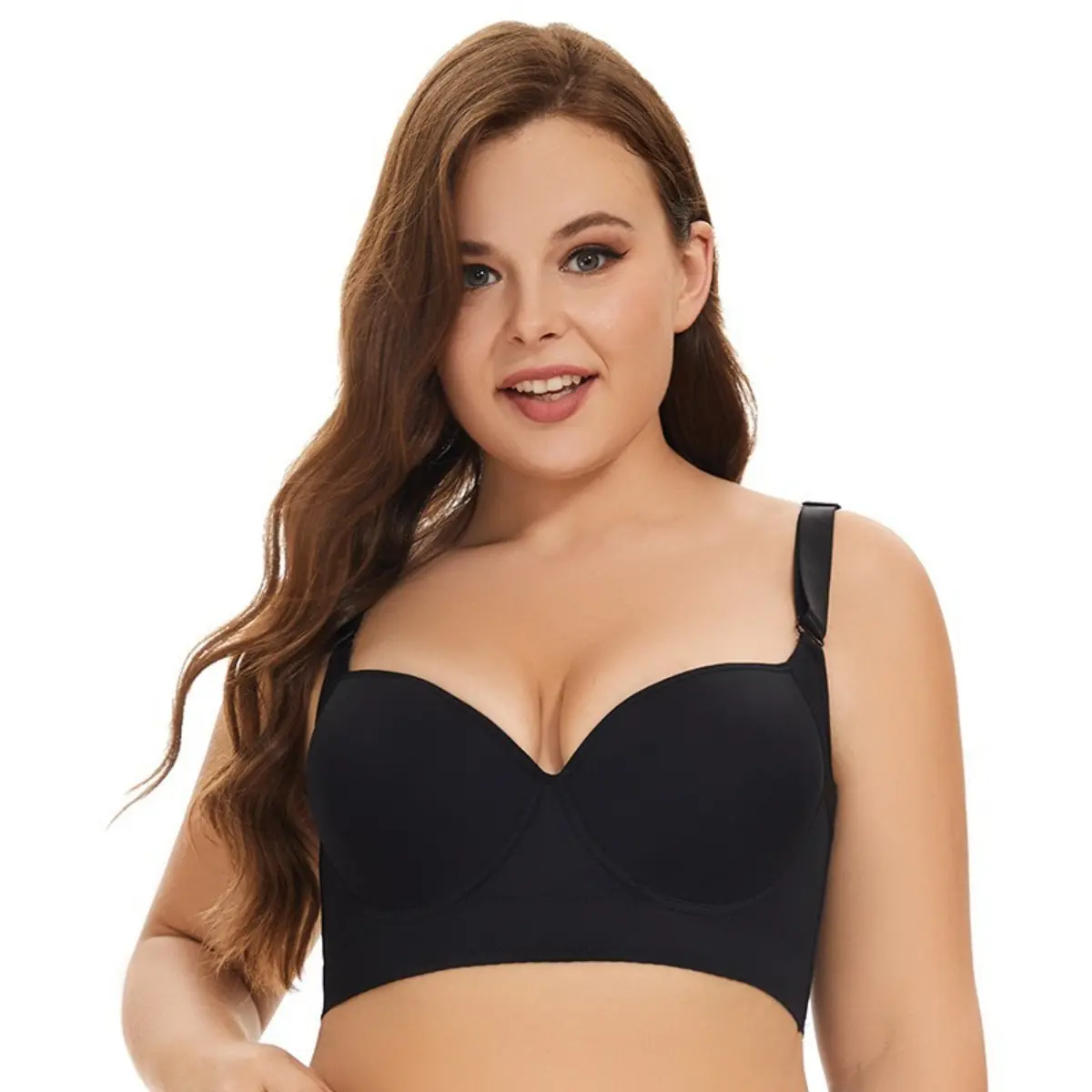 Back Smoothing Bra PushUp Plus Size Bra HideBack Fat NoUnderwear Simple Wireless3/4Coverage Comfort Seamless Bra