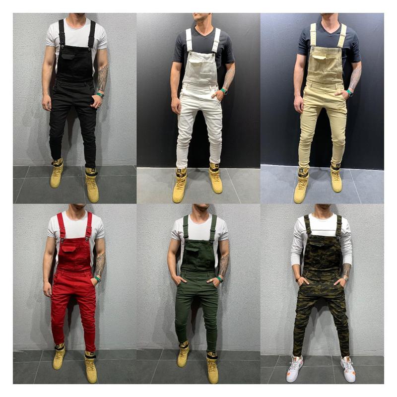 Product Introduction of Camouflage Men's Jumpsuit Multi-pocket Slim Fashion Streetwear Denim Cargo Work Pants Bib Overalls Men High Street Jeans Menswear Trouser 1