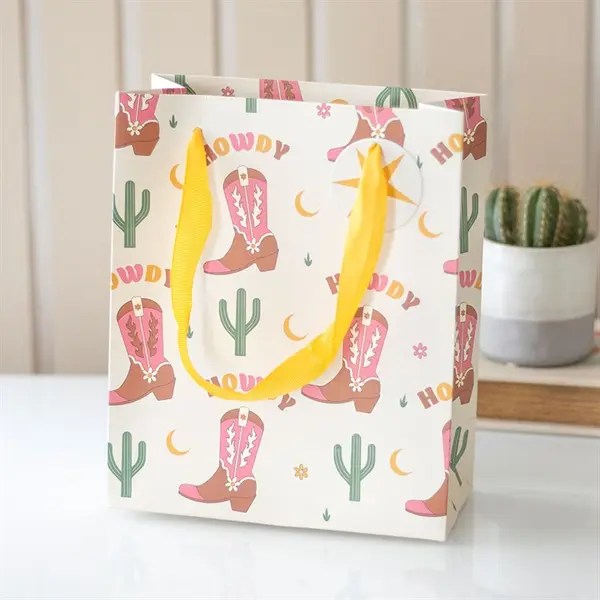 23cm Cowboy Boot Print Gift Bag