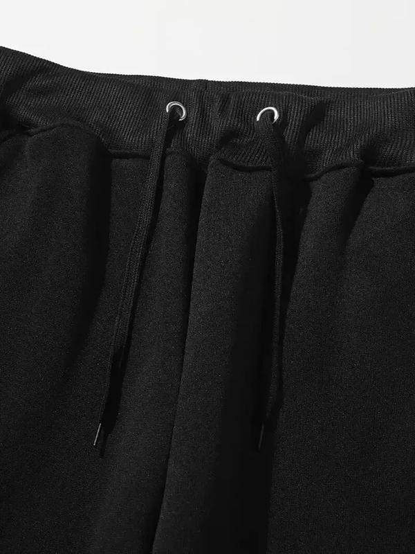 Men's Letter Print Casual Drawstring Black Joggers Tracksuit Bottoms Gym Sports Pants Fashion Menswear Athletic Breathable 3