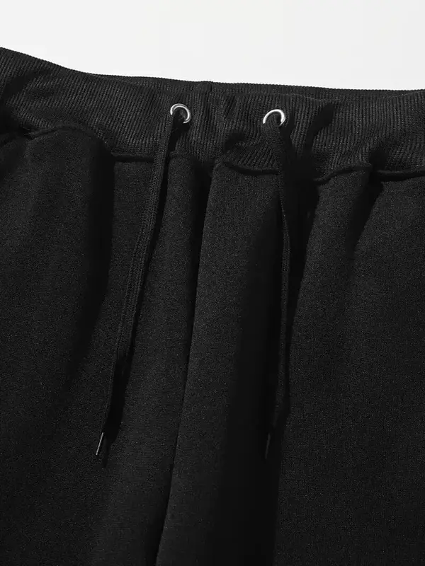 Men's Letter Print Casual Drawstring Black Joggers Tracksuit Bottoms Gym Sports Pants Fashion Menswear Athletic Breathable 3