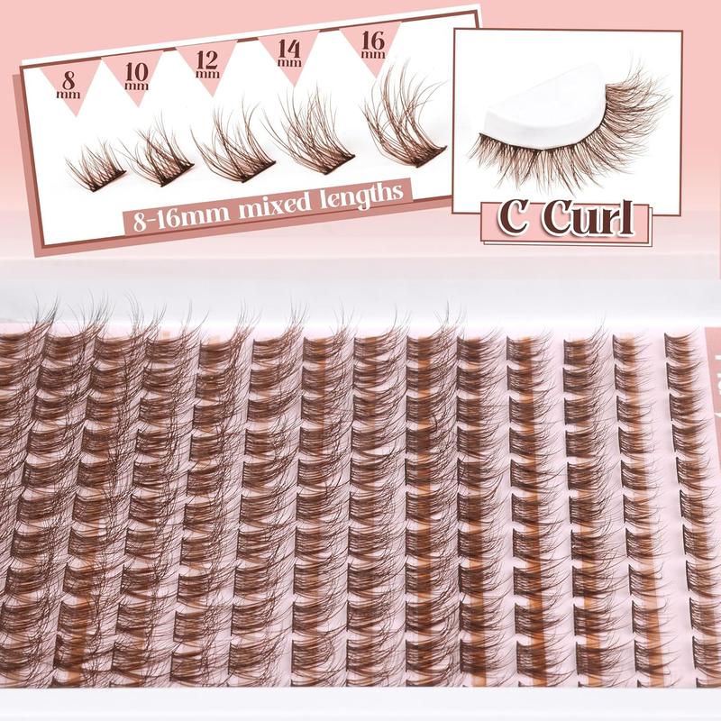 Natural Brown Lash Extensions Wispy Eyelash 168 Pcs C Curled Synthetic Mascara Pack for Everyday Wear - Eyelashes Extensions, Cosmetic  Daily Makeup Eyelash Extension 3