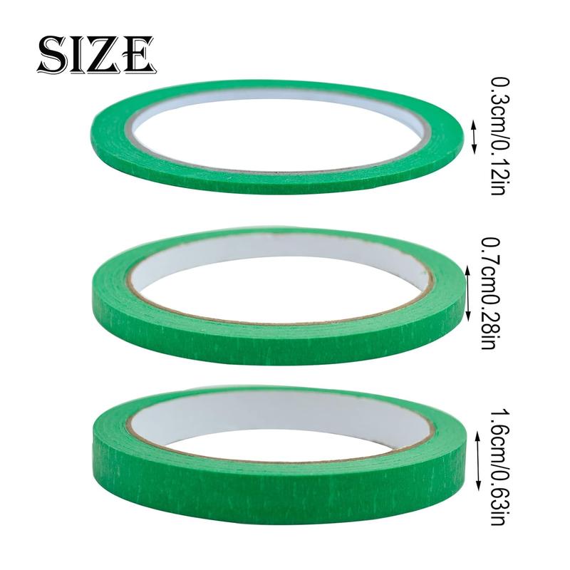 6 Rolls Green Masking Tape, Fine Line Tapes Painters Tape Artist Masking Tape 3mm/7mm/12mm Widex22 Yard Writable Masking Tape Automotive Masking Tape Premium Masking Tape for Painting and Decorating, 2