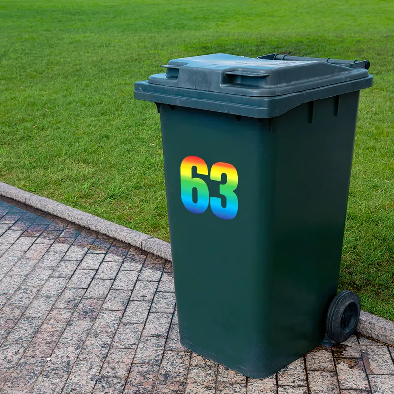 Papa Prints Pack of 3 Large (17cm) Waterproof Self-Adhesive Wheelie Bin Numbers 3