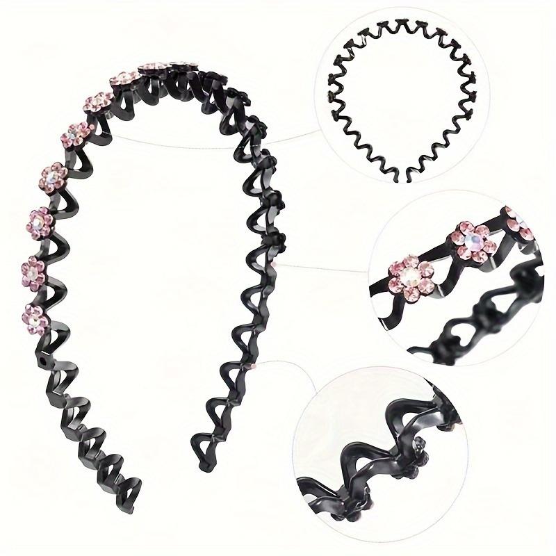 Product Introduction of 1pc/2pcs, Elegant Rhinestone Floral Hair Hoop, Plastic Non-Slip Grip Toothed Headband, Gentle On Hair, Suitable For Women, Daily Use, Face Wash, And Skincare Accessory 1