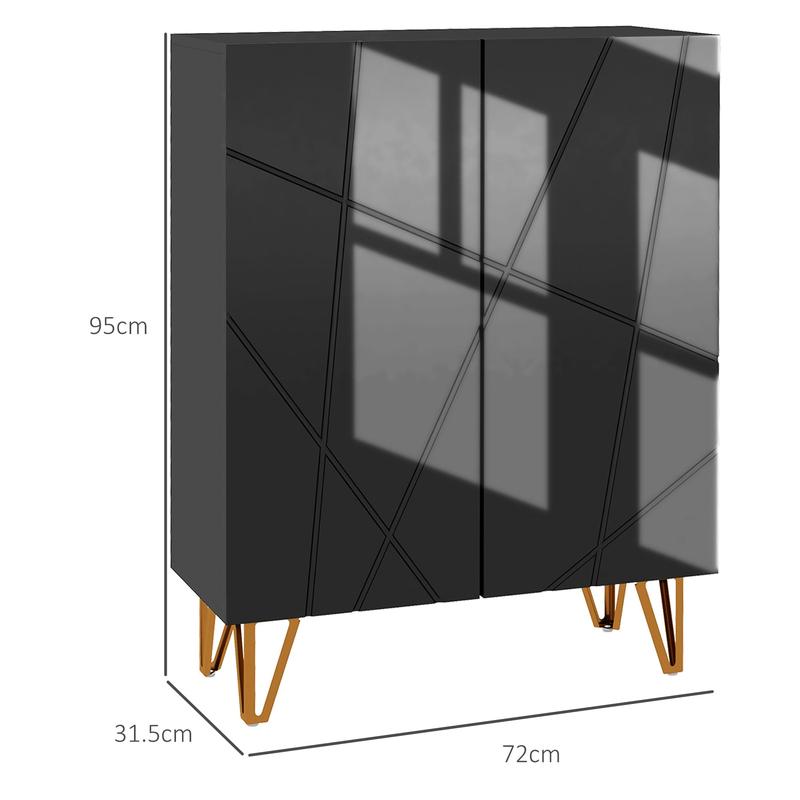 HOMCOM Narrow Shoe Storage Cabinet with Soft-Close Hinges and Adjustable Shelves for 15-20 Pairs of Shoes, Black | Aosom UK 2