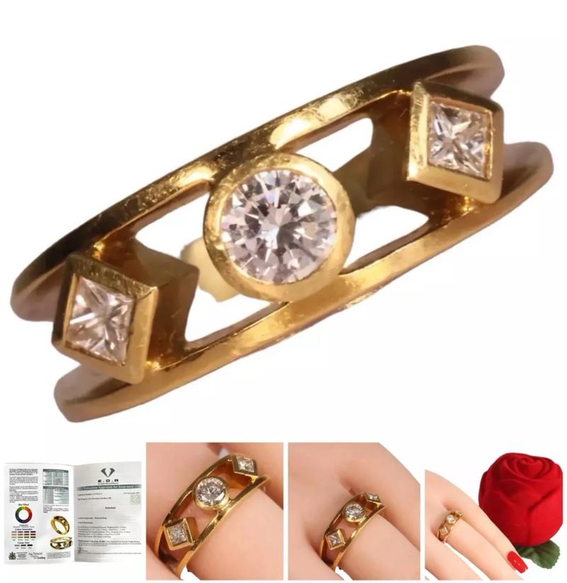 Product Introduction of Diamond Ring Size M Three Stone Brilliant Cut Diamond Tests 18ct Valuation £3400 20