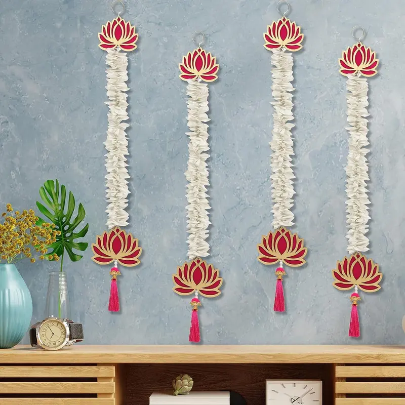 Elegant Lotus-Themed Flower Wall Hangings (Set of 4) 0