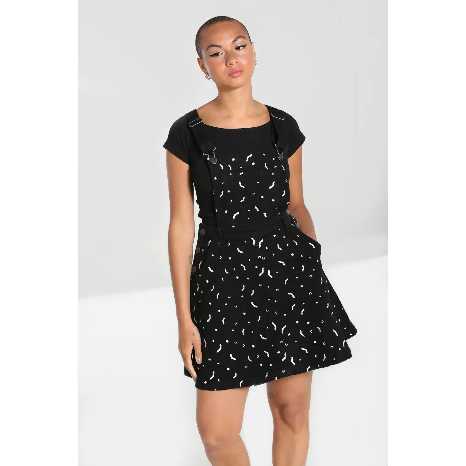 Bat Pinafore Dress Black