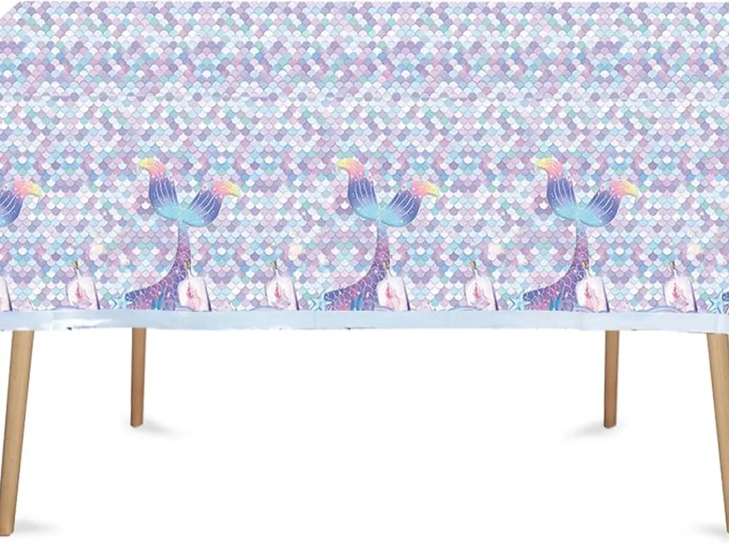 2 Pcs Mermaid Tablecloths Party Rectangular Plastic Table Cover 130 x 220cm luxury