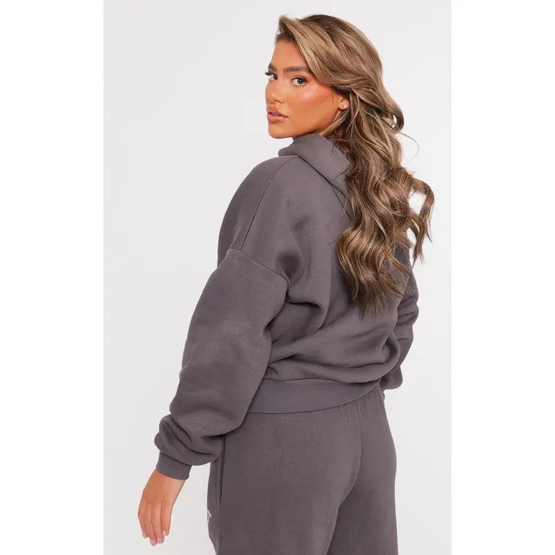 PRETTYLITTLETHING Charcoal Logo Oversized Hoodie 1