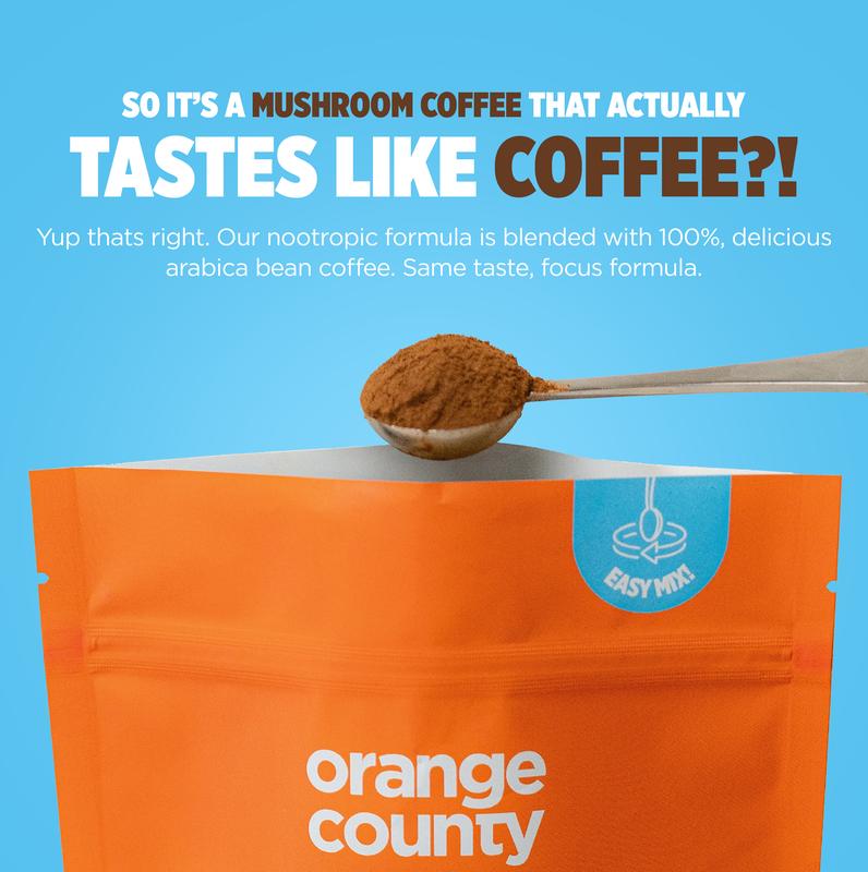 Orange County (Sample Size) Focus & Energy BRAIN FOOD | Mushroom Coffee Supplement brain health sugar free 3