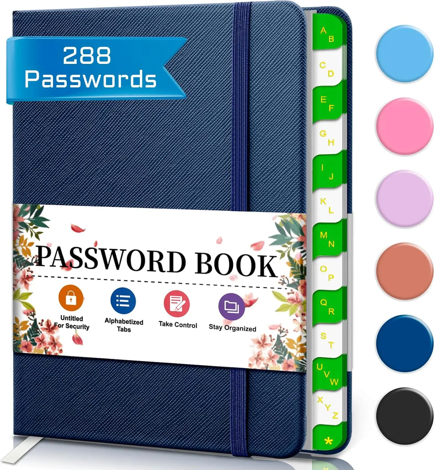 Password Book with Alphabetical tabs, Hardcover Small Password Books for Seniors, Internet Password Logbook Journal Website Address Login, Perfect Pocket Size Password Keeper – Dark Blue