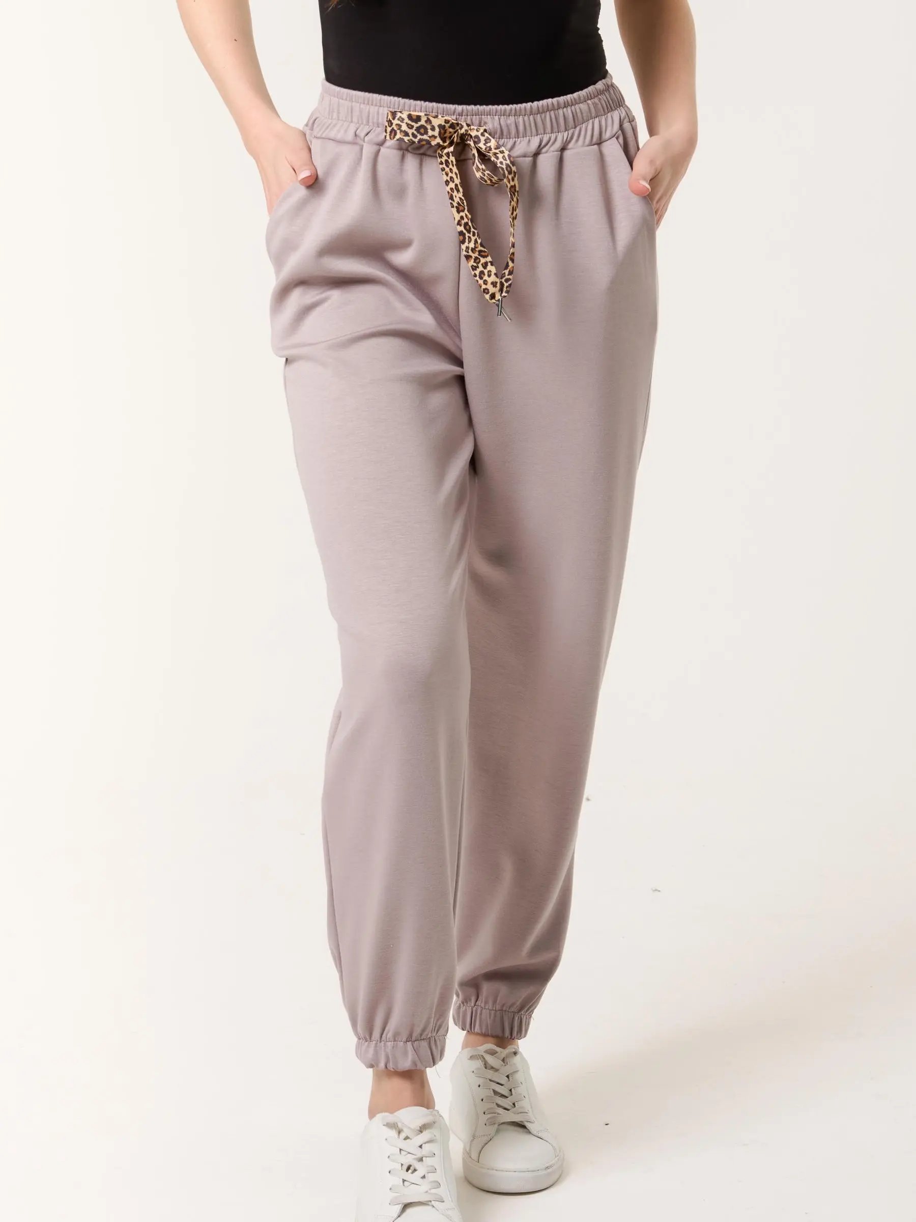 Kirsty Leopard Bow Cuffed Joggers- Summer Trouser- Womenswear- Comfort
