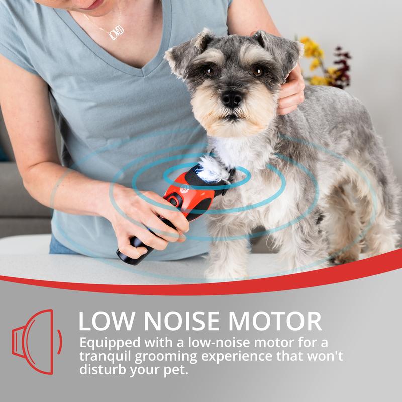 VGR Dog Grooming Clippers Kit Cordless for Thick or Curly Coats - Professional Pet Animal Hair Trimmer with Ceramic Blades - Low Noise Silent Shaver for Cat with Matted Fur, Puppy, Poodle, Cockapoo Groomer Rechargeable via USB-C 180 min Battery 6
