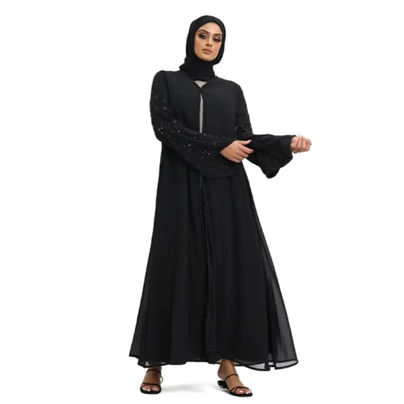 Pearl Chiffon Double Black Beaded Kimono 3