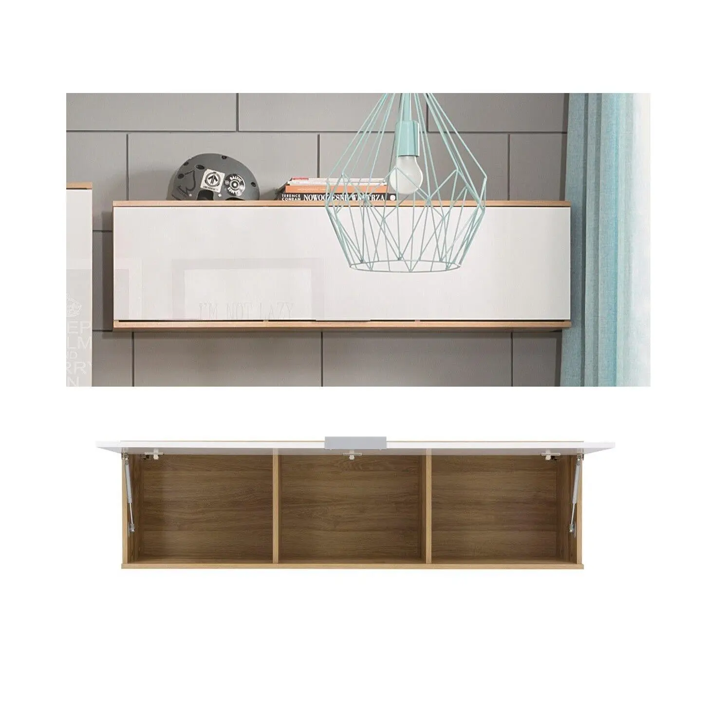 Impact Furniture Wall Cabinet Unit Storage Modern Bedroom Living Room White Gloss Oak Effect Zele