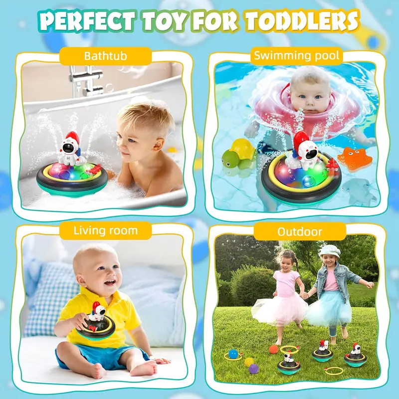 Baby Bath Toys for Toddlers, Spray Water Toy Rotation, Baby Light up Bath Toys, Automatic Induction Sprinkler Shower Toys with LED, Bathtub Pool Bath Toys Gift for 1 2 3 4 5 Year Old Boys Girls bath  toys 2