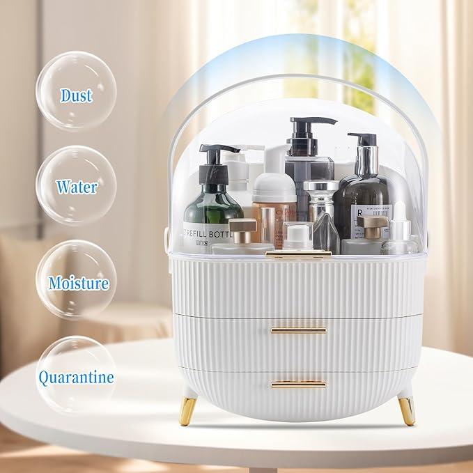 Multi-Function Make Up Case Waterproof Dustproof Cosmetic Storage Box with Transparent cover, Organizer Skin Care Products Jewelry Organizer, Finishing Box for Bedroom Bathroom Desktop, Easy to Carry In Hand, Valuable gift for mother, wife and girlfriend. 2