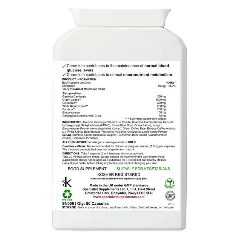 Specialist Supplements GARCINIA CAMBOGIA+Chromium 90 Capsules 2