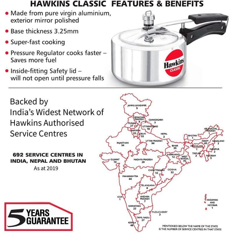 Classic Pressure Cookers (2 Litre), Aluminium Cookware Lid Metal Plastic 6