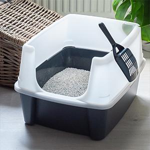 Product Introduction of Cat Litter Tray with Scoop – Easy to Clean, Detachable Spill-Preventing Walls, BPA-Free Cat Litter Box in Grey, Size CLH-12, Suitable for Kittens, Adult Cats, and Rabbits – Modern Open Top Design 11