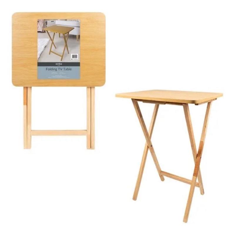 Folding TV Dinner Snack Party Food Picnic Table Laptop Table Card Game Natural 0