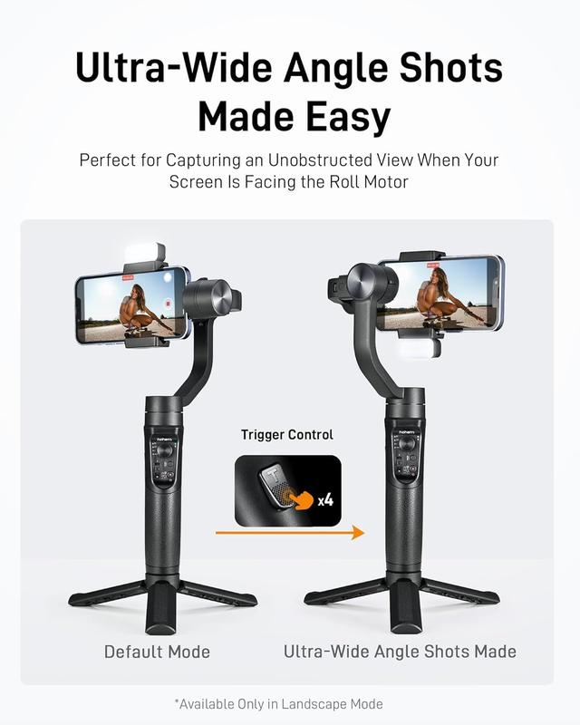 Gimbal Stabilizer for Smartphone, 3-Axis Phone Gimbal for Android & iPhone,Stabilizer for Vlogger Youtube TikTok, Video Recording with Face/Objective Tracking, Max Payload 280g, 360° Infinite Rotation 4