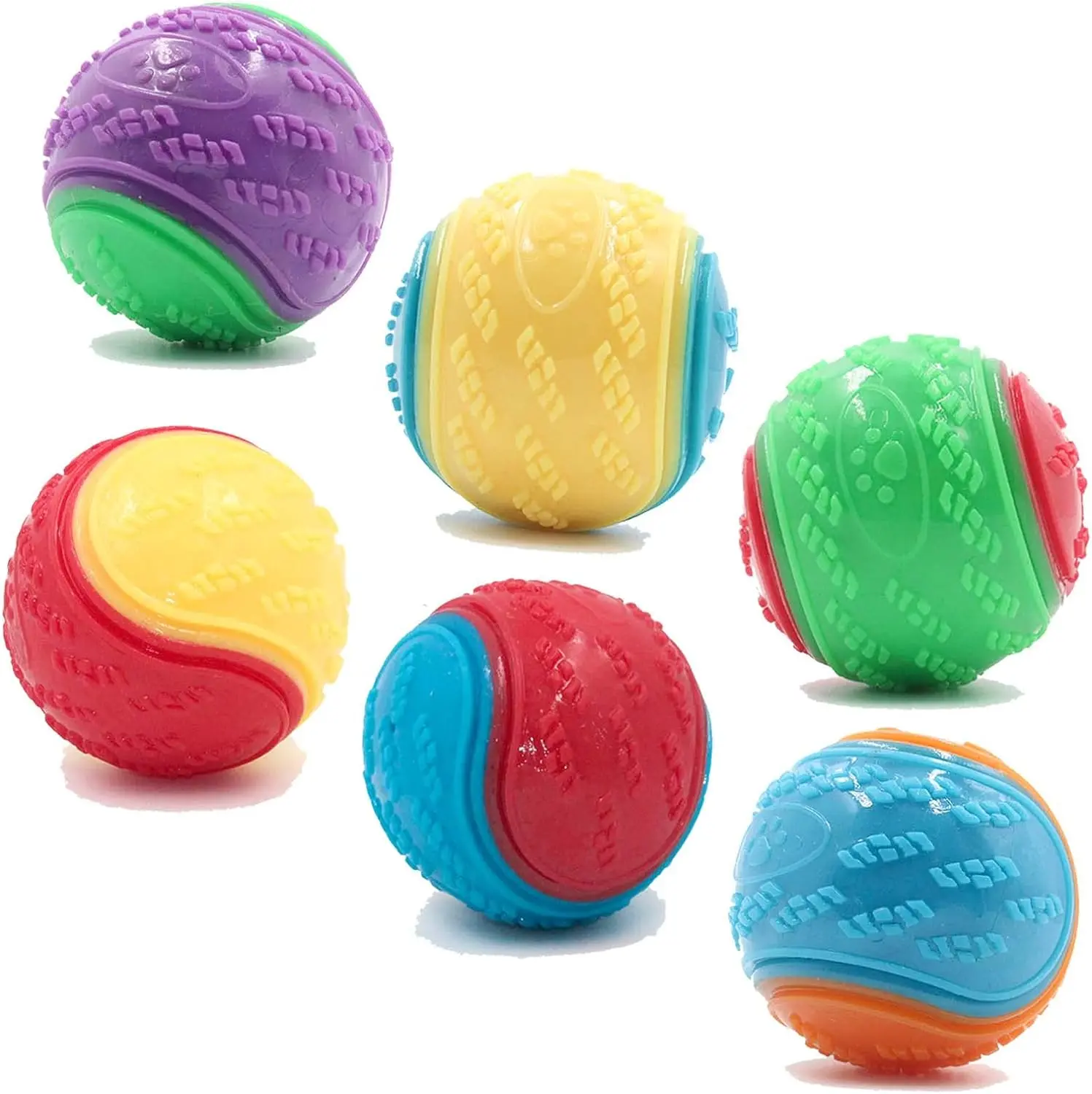 6Pcs Squeaky Dog Ball, Dog Toys Teeth Cleaning Puppy Chew Toys Pet Training Ball Dog Interactive Dog Ball