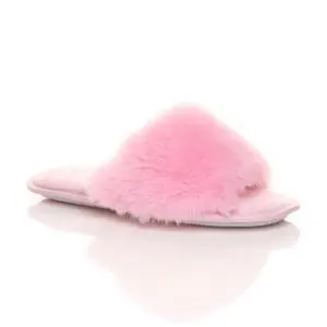 Womens ladies fluffy indoor memory foam washable peep toe slippers slides size  - V4115 0