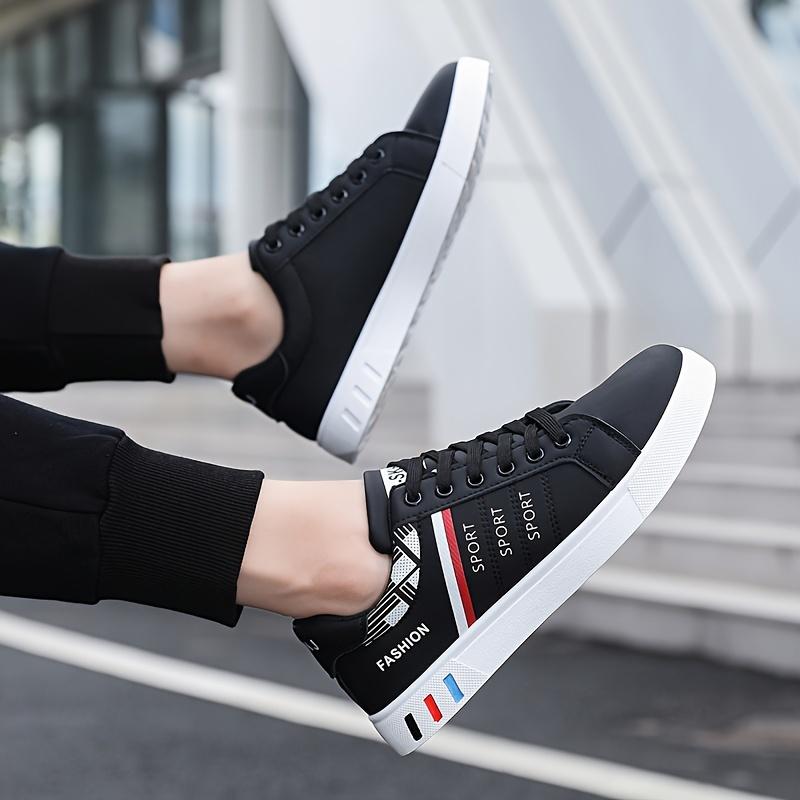 Product Introduction of All-Season Men's Striped Lace-up Sneakers - Breathable PU, Durable PVC Sole, Casual Comfort Fit Closed Sports Shoes Sports Shoes Training Trainer Runner Running Boy Athletic Footwear Walking Shoes 12