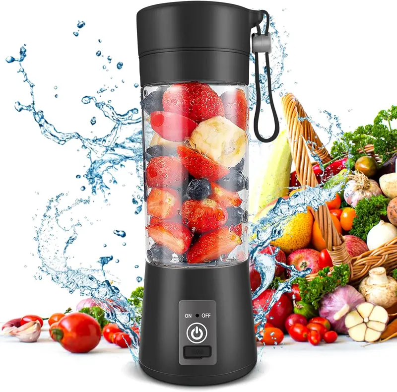 Portable Blender, Personal Mini Smoothie Blender, Juicer Blenders for Kitchen with USB Rechargeable and 6 Strong Cutting Power Blades, Ninja Blast Blender, Cordless 380ml Individual Blender for Gym, Office, Home, Travel portable blender juice 0
