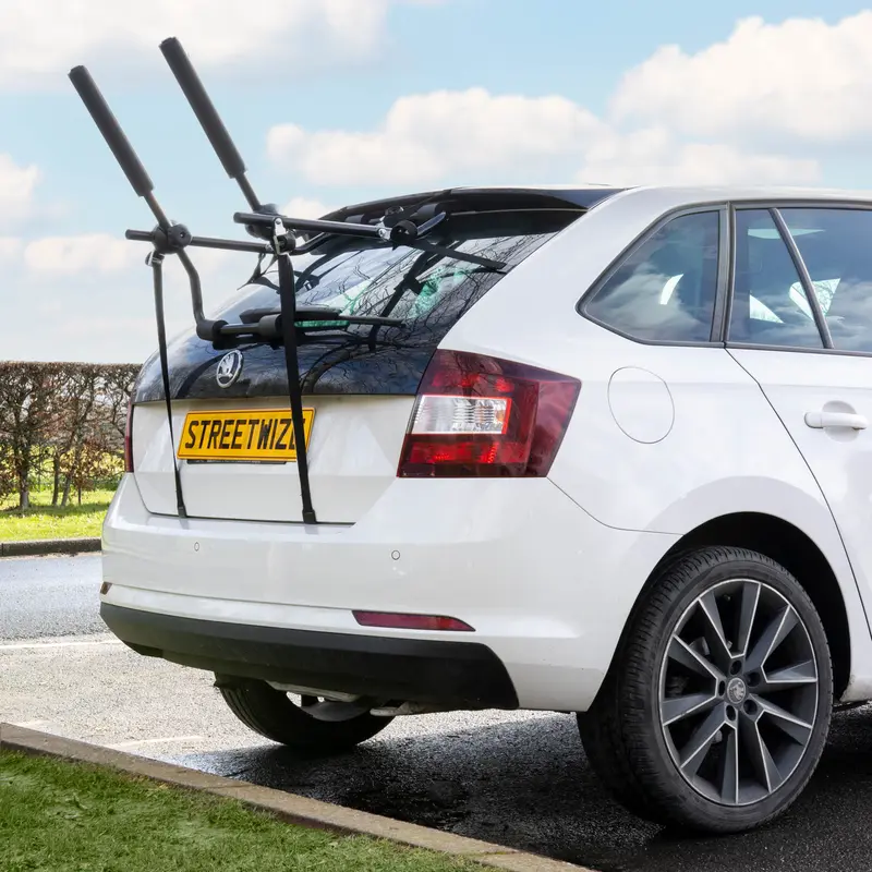 Rear Mounted Twin Cycle Carrier Foldable for Easy Storage Universal Fit Hatchback Estate Saloon 4x4 Rack Holds 2 Bikes 2
