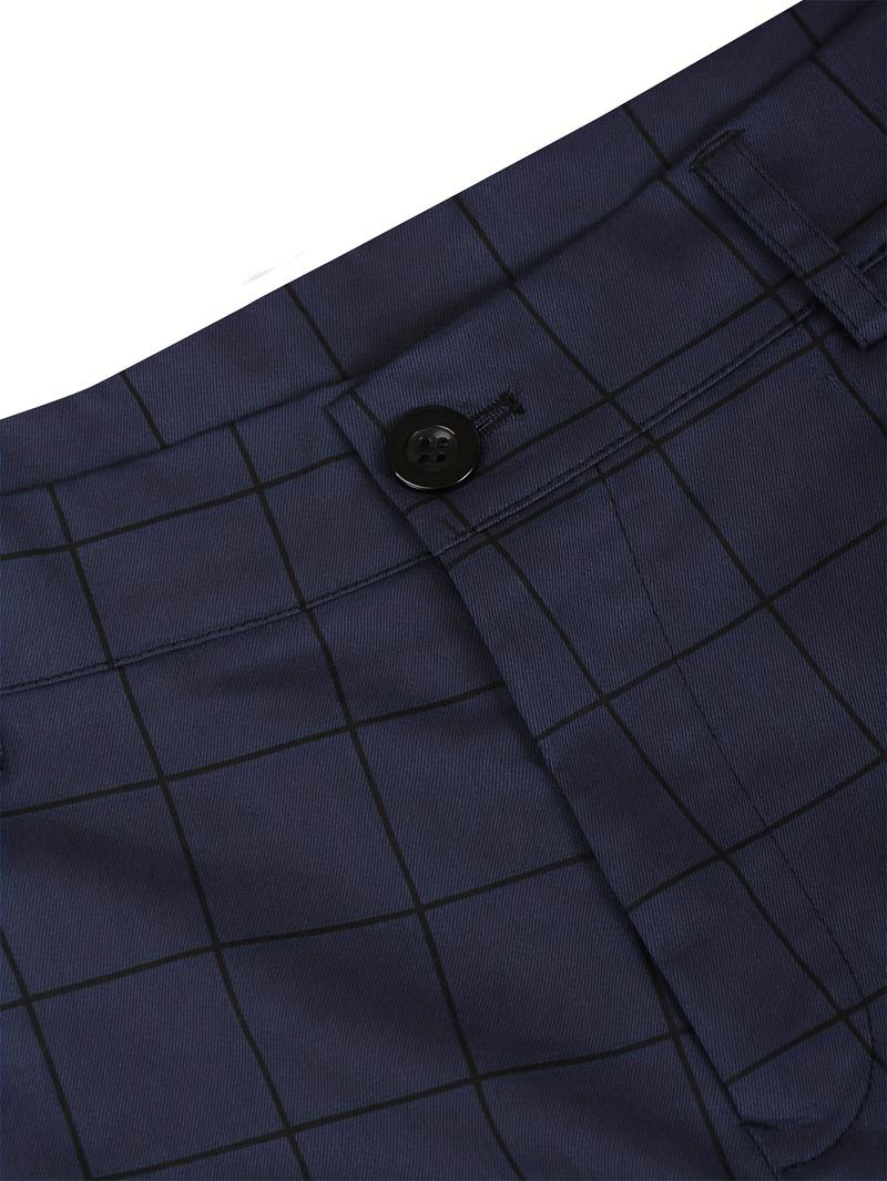 Product Introduction of Elegant Plaid Slacks, Men's Casual Vintage Style Dress Pants For Business Banquet 4