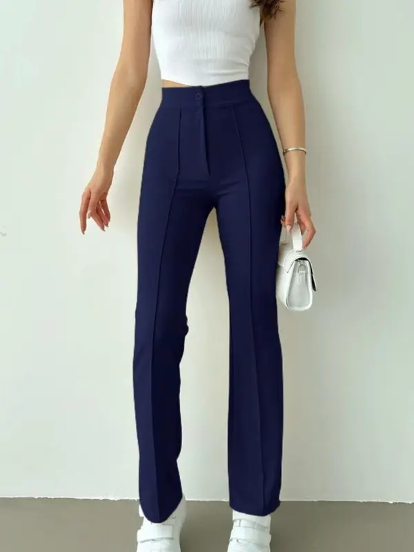 FAT GORILLA Women's Jacquard Trousers - Regular Fit Comfort Pants for Everyday Wear - Suits, Underwear Fabric Fashion Outfit Womenswear Bottom Casual Comfortable Evening Lady Basic Minimalist 2