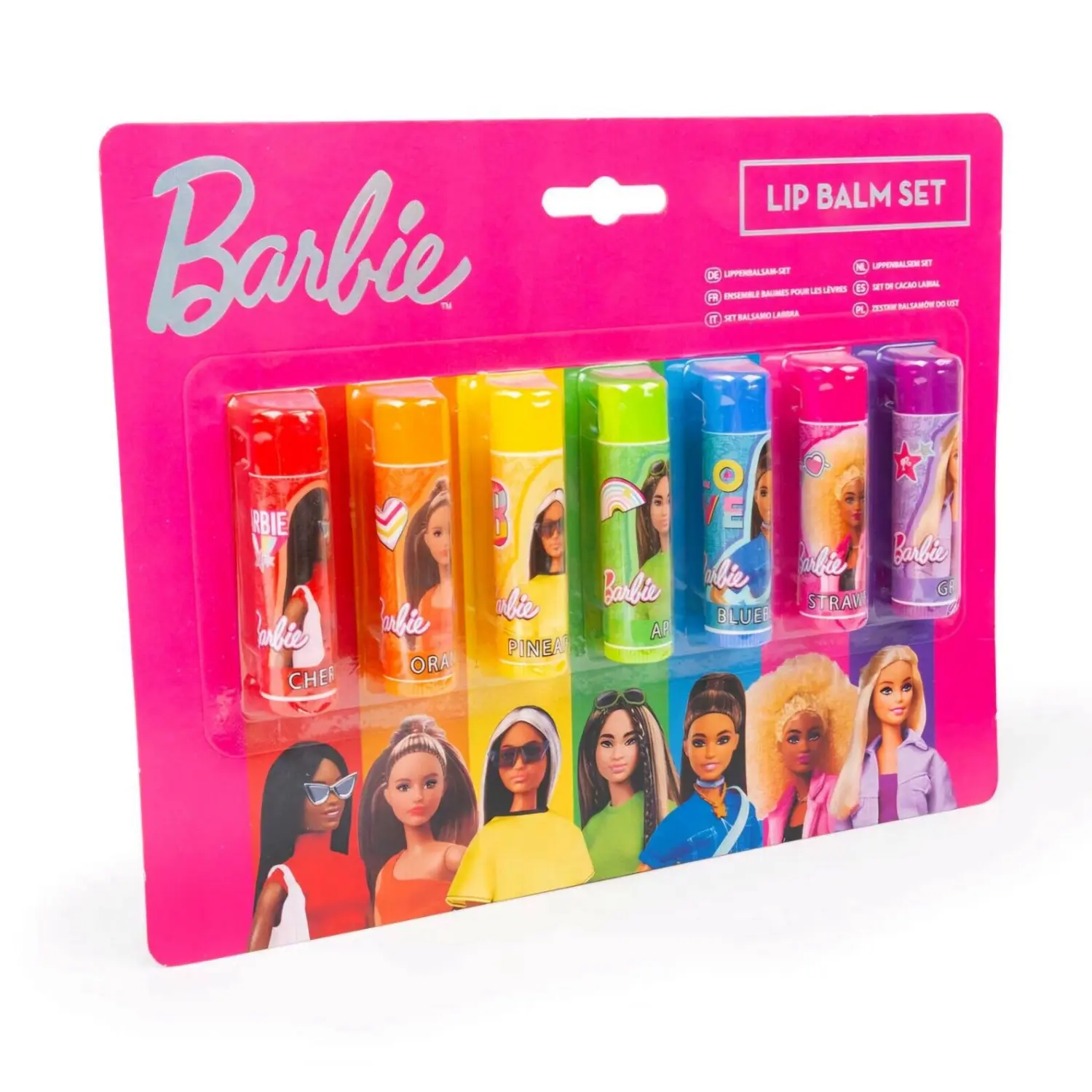 ×7 New Barbie Princess Lip Balm Set Kids Gift Girls Fun Flavoured Gloss Smacker