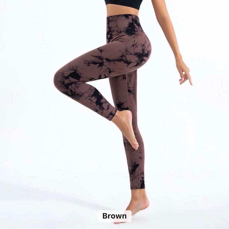Women's Tie Dye Print High Waist Sports Leggings, Sporty Comfy Breathable Skinny Pants, Ladies Sportswear for All  Seasons 1