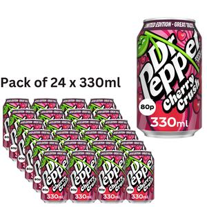Dr Pepper Cherry Crush Zero Sugar PMP - Pack of 24 x 330ml Beverage, BBE: 30.09.2025