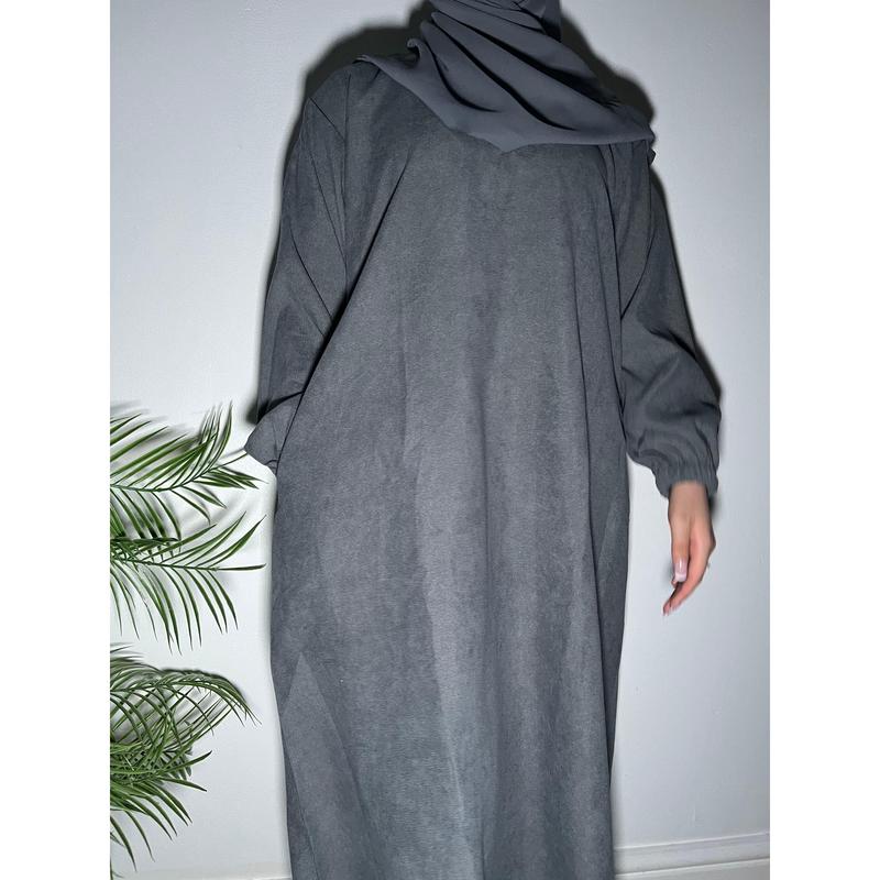 Amal Corduroy Winter Abayas with Pockets - 5 Colors Available- Muslim Fashion essential abaya plain luxury daily affordable 7